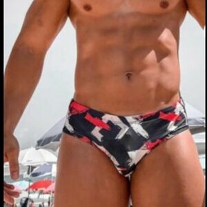 NWOT J.J. Malibu navy and hot pink swim trunks